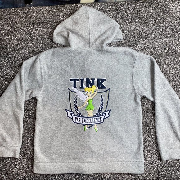 Rare Disney Tinker Bell Gray Zipper Hoodie Sweatshirt Par Excellence Tink - Picture 7 of 8